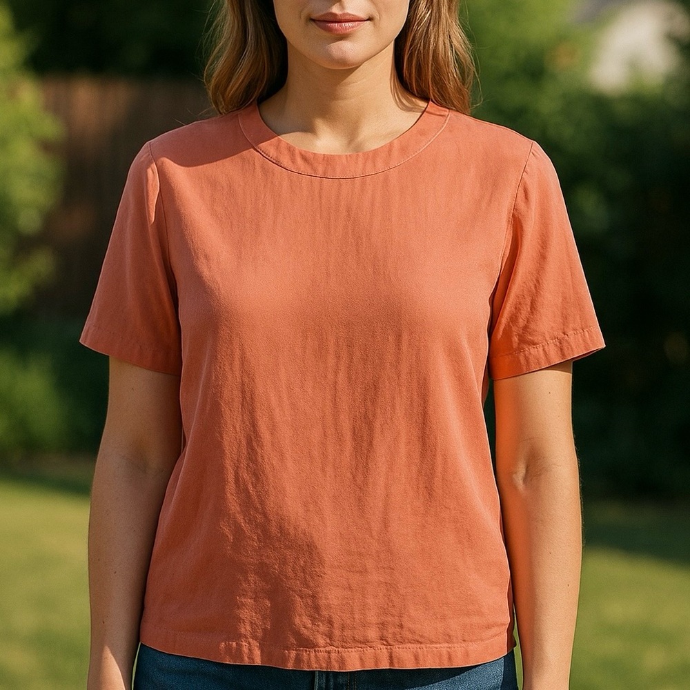 Anna and Frank 100% Silk Blouse – Size L – Coral Pink